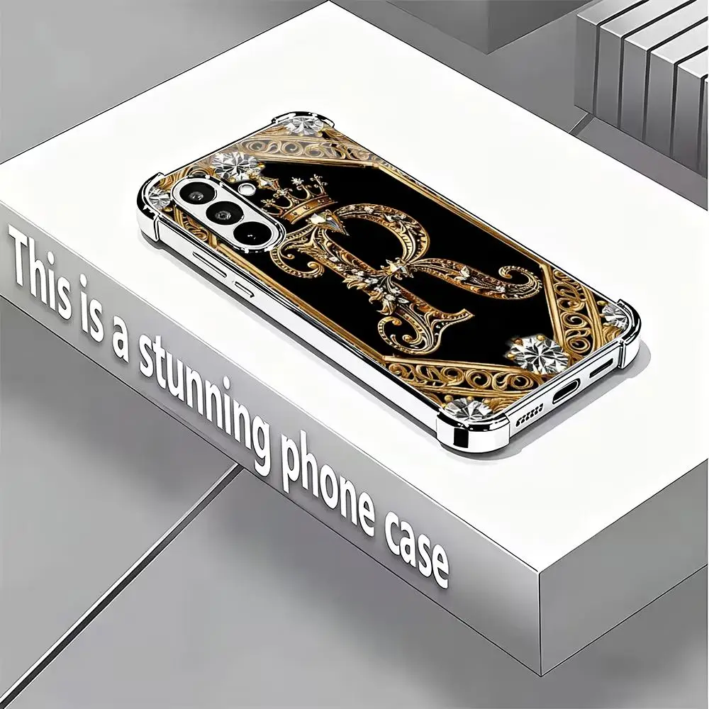 Diamond studded letter R electroplated glass phone case suitable for Samsung GalaxyS26 S25 S24 S22 S21 S20FE/Ultra/Plus antidrop - view 6