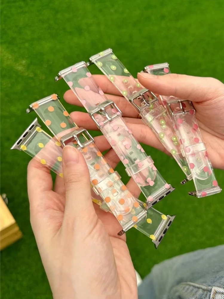 Transparent Strap For Apple Watch Band 8 7 49 41 45 Fruit Print Pattern Bracelet For iWatch Series 6 SE 5 4 3 38 40 42 44mm