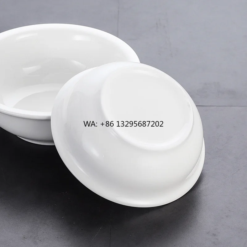 

Чистая белая керамическая миска для супа в отеле, древняя миска для лапши, утолщенная большая кастрюля для супа, круглая большая миска для супа