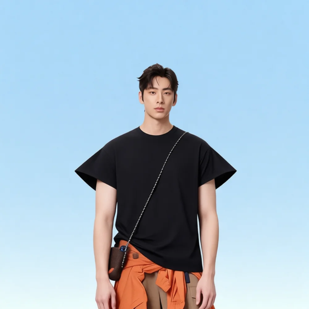 Mens Essential Tee Summer Lyocell Short Sleeve T Shirt Casual Breathable Moisture Wicking Solid Color Office Wear Slim Top