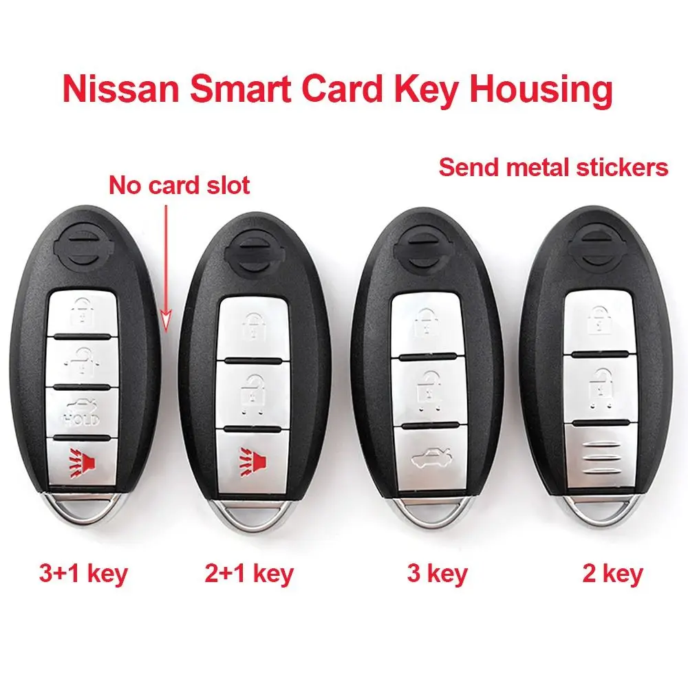 Uncut Blade Car Remote Key Shell 2/3/4 Buttons ABS Car Key Shell Black for Nissan/Altima/Maxima/Murano/Rogue/Sunny/Teana/Versa