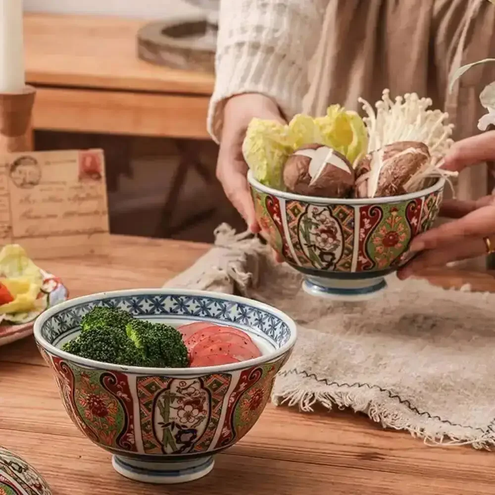6-inch Japanese Ceramic Rice Ramen Bowl Instant Noodle Soup Bowl With Lid  Kitchen Tableware Supplies
