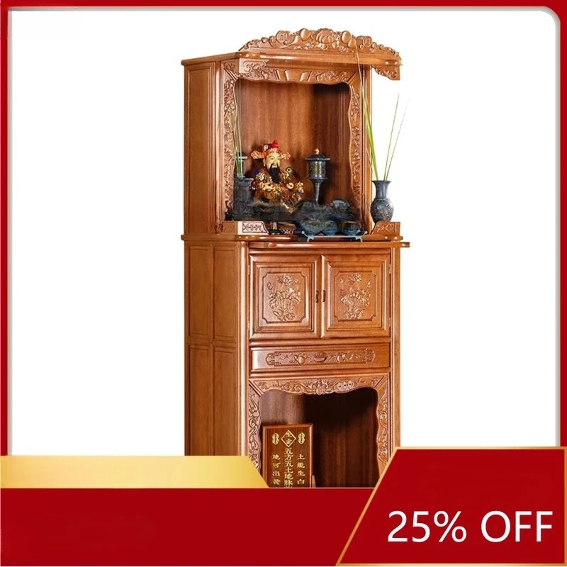 Two-Layer Solid Wood Altar Cabinet Household Chinese Buddha Shrine Guan Gong Buddha Shrine Cabinet Altar Buddha Cabinet B