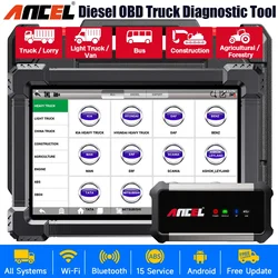 ANCEL-X7 HD Heavy Duty Truck Scanner, Sistema Completo Profissional, 12V, 24V, Óleo D-P-F Regen, Reset ECU, Bateria, OBD2 Ferramenta de Diagnóstico