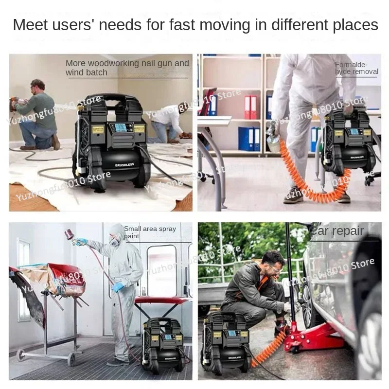 Brushless Frequency Conversion Air Pump Oil-Free Silent Air Compressor Tank Woodworking Spray Paint Use