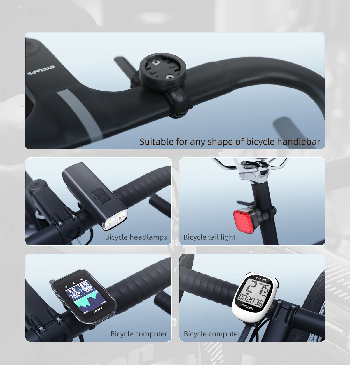 Cyclami Universal Fahrrad GPS Computer halterung Radar Rücklicht halter Scheinwerfer halterung Gopro Kamera halterung für Lenker Sattelstütze, Vorderlichthalter, Vorderlichthalter – Detail 2