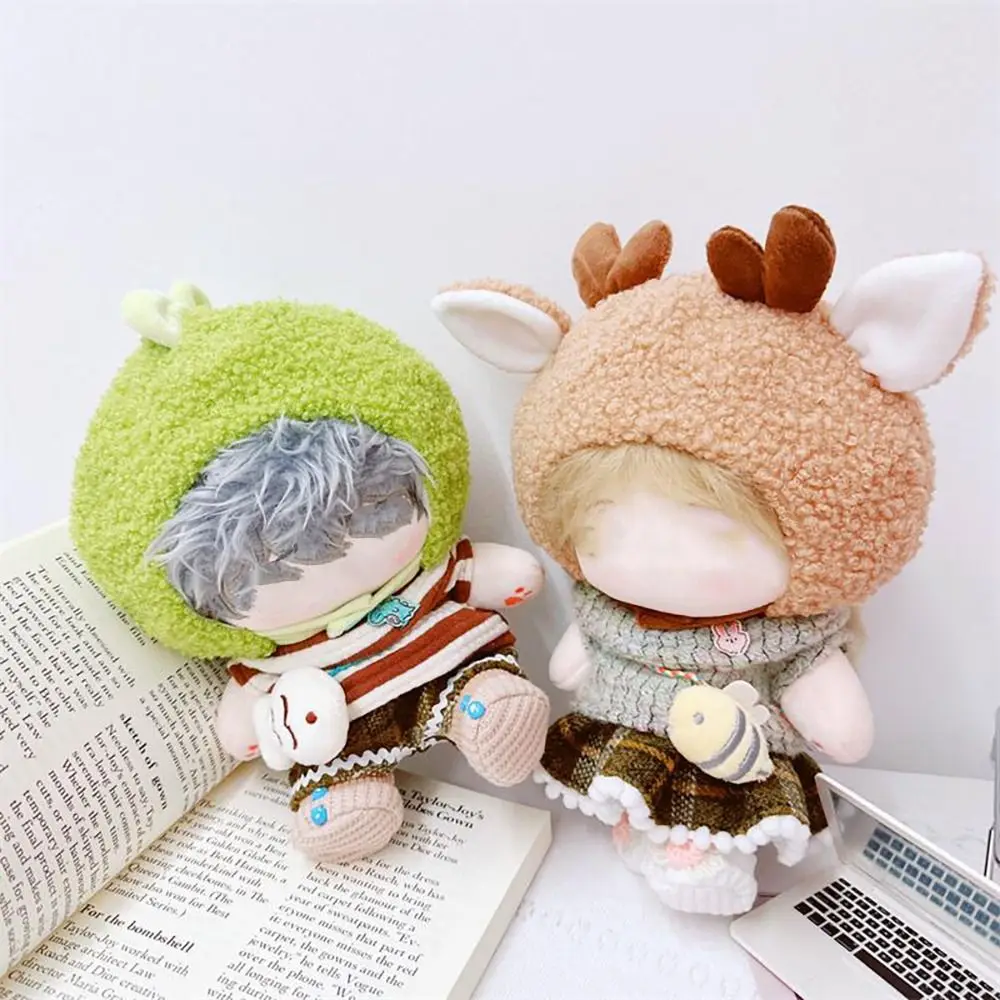 20CM Doll Headgear Gift Deer Cat Bread Rabbit Bear Dinosaur Cartoon Animal Ear Cap Playing House Cos Outfit Cute Plush Hat Toy