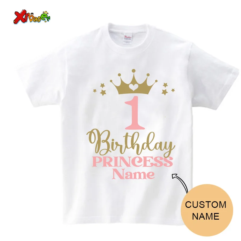 Princesses T Shirt Family Gift Birthday Shirt Carriage Crown Party Custom Name TShirt Girls Children Clothes Daddy Mommy Outfits