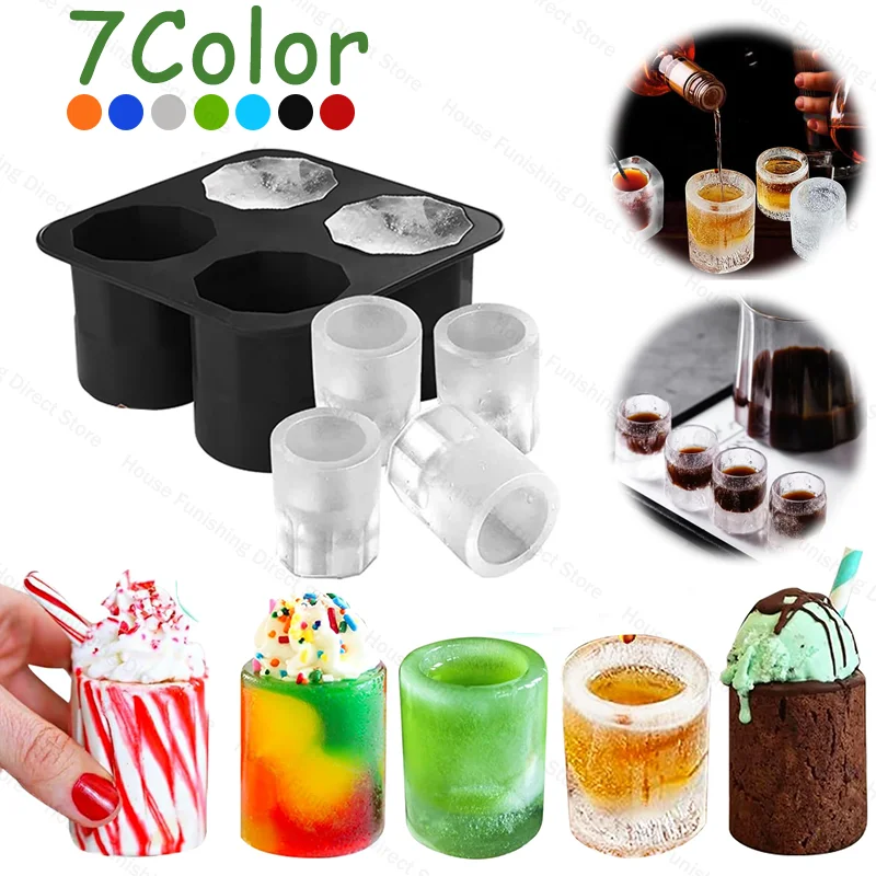 4-Tassen-Form Silikon-Eiswürfelform Tablett Sommer Bar Party DIY Kaltes Getränk Eisfachform Eisbecher Eiswürfelform Küchenwerkzeug