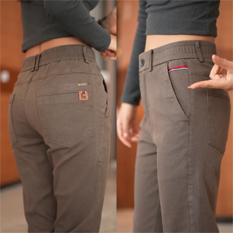 

Men's Casual Straight Leg Pants Elastic Busin Autumn Winter Versatile Long Trousers Comfortable Fit Youthful Sle