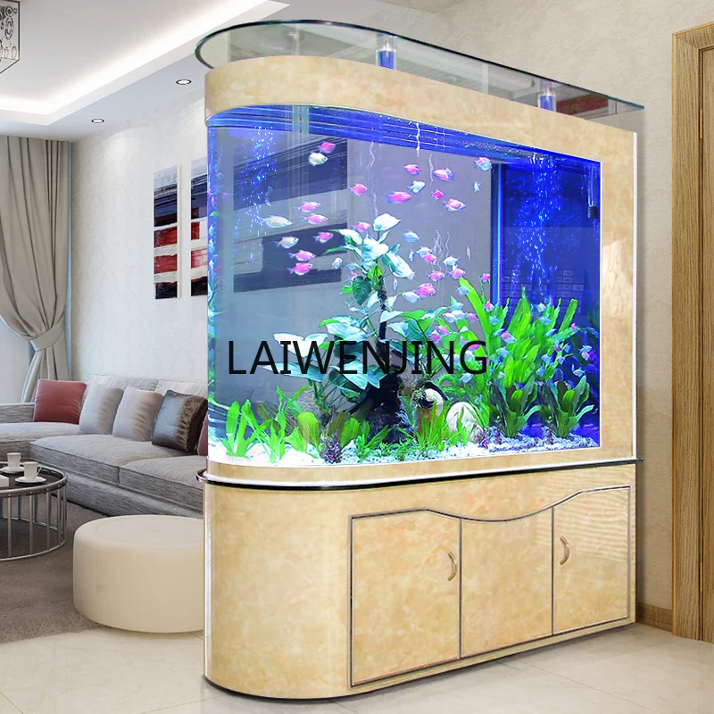 HLZ fish tank aquarium living room ecological glass U-shaped entrance bottom filter intelligent customization