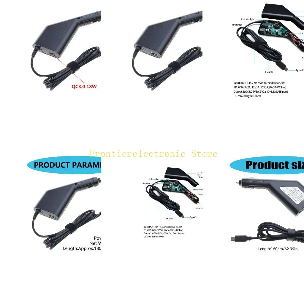 

G8DB Многоцелевое USB-зарядное устройство Type-C для ноутбука, мобильного телефона, 65 Вт, автомобильное крепление, штекер и для