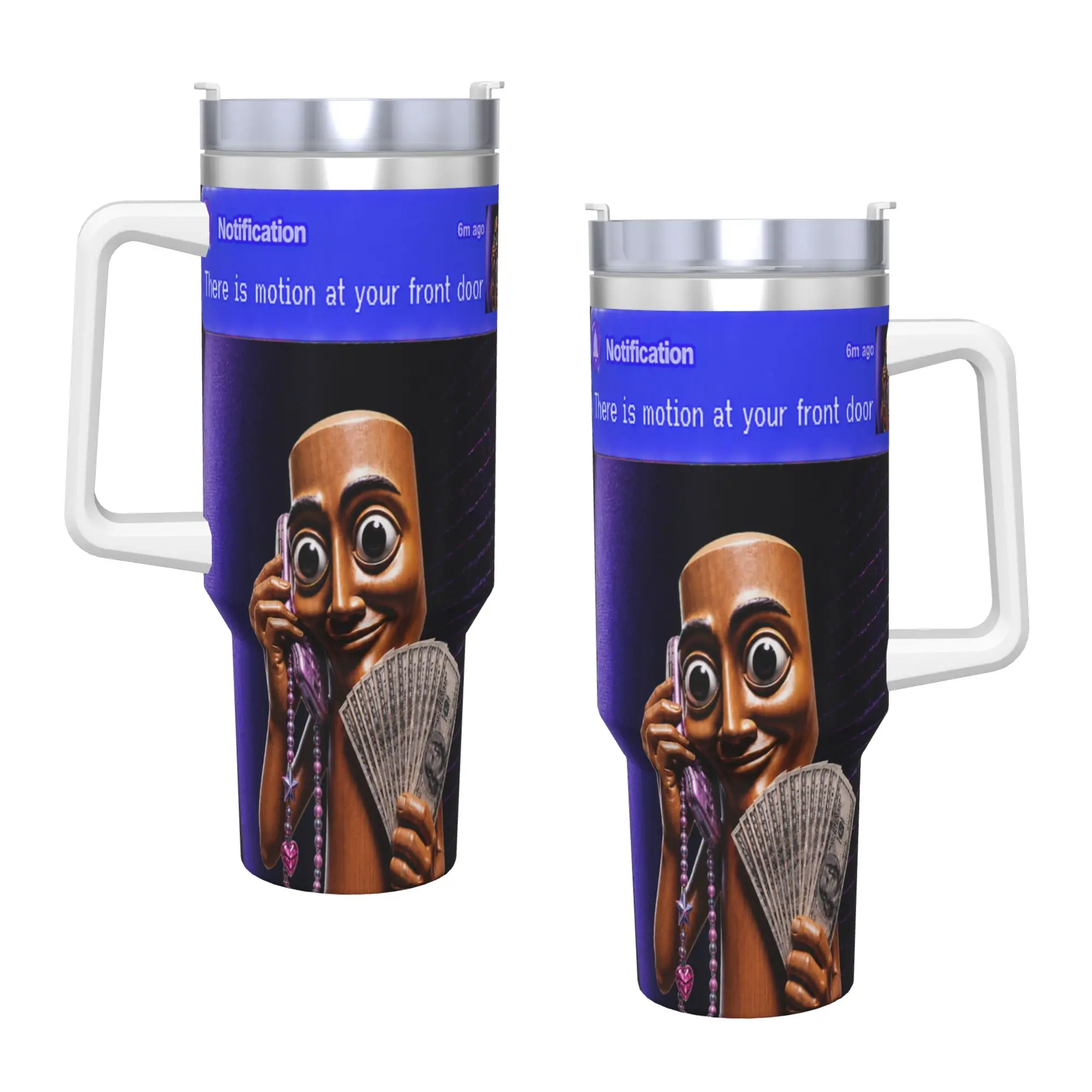 There is Motion At Your Front Door Tung Tung Sahur Stainless Steel Tumbler Camping Thermal Cups With Straws and Lid Mugs Cup