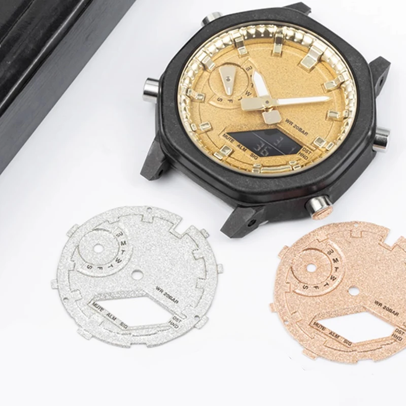 الصقيع الذهب النار نمط الهاتفي ل كاسيو G-Shock Ga2100 Ga-2100 GA-2110 القرص المعدني الاتجاه شخصية الحافة مقياس حلقة ساعة DIY بها بنفسك