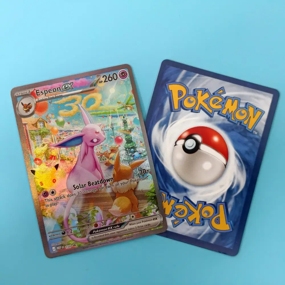 Selbstgemachte TCG-Sammelkarte 30C/MEP 30th Anniversary Seltene Karte Umbreon Espeon Mew EX Holo Englische PKM-Karten – Detail 9
