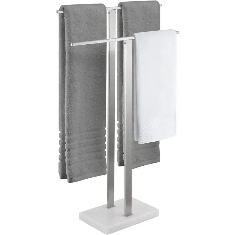 Standing Towel Rack 2-Tier Towel Rack Stand with Marble Base for Bathroom Floor, Upgrade Steady Design, SUS 304 Stainless Steel