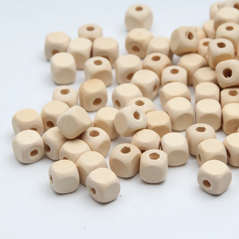 Natural Color Unfinished Wood Beads 8-20mm Square Wood Spacer Beads For Jewelry Making DIY Bracelet Necklace Handmade Accessorie