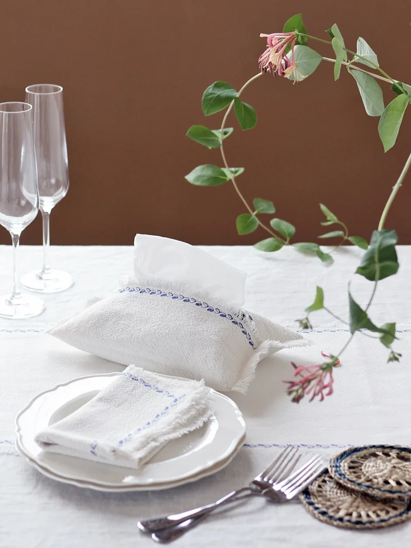 

WOOKEN Утолщенная льняно-хлопковая ткань ручной работы с эффектом текстуры, двусторонняя, с завязками, для домашнего декора и рукоделия