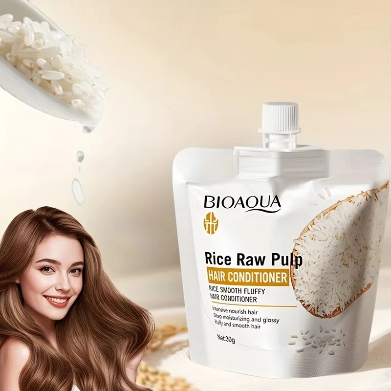 5 Beutel Reismilch-Conditioner, macht trockenes Haar sofort geschmeidig, natürliche Reismilch-Pflege, hinterlässt das Haar den ganzen Tag glatt und seidig, reich an nährender Reismilch, nährt geschädigtes Haar intensiv – Detail 5