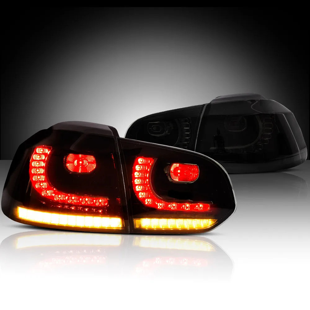 08-14 Golf MK6 Hatchback VLAND LED-Rückleuchten E-Mark mit sequenziellem Blinker in Amber, Rücklichter-Set, 2 Stück