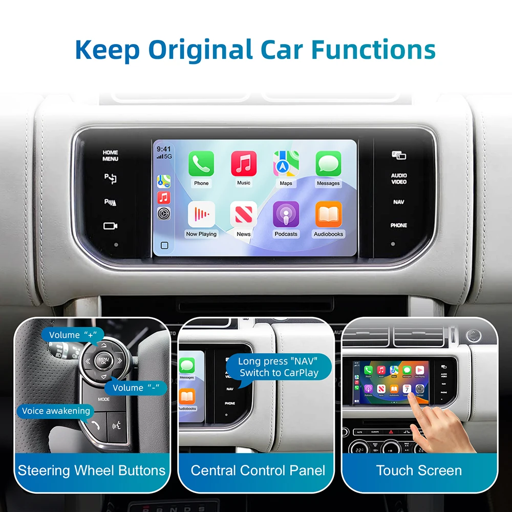 أندرويد السيارات اللاسلكية Carplay لاند روفر/جاكوار/رينج روفر/إيفوك/ديسكفري 2012-2016 Carplay الوسائط المتعددة USB الملاحة DSP