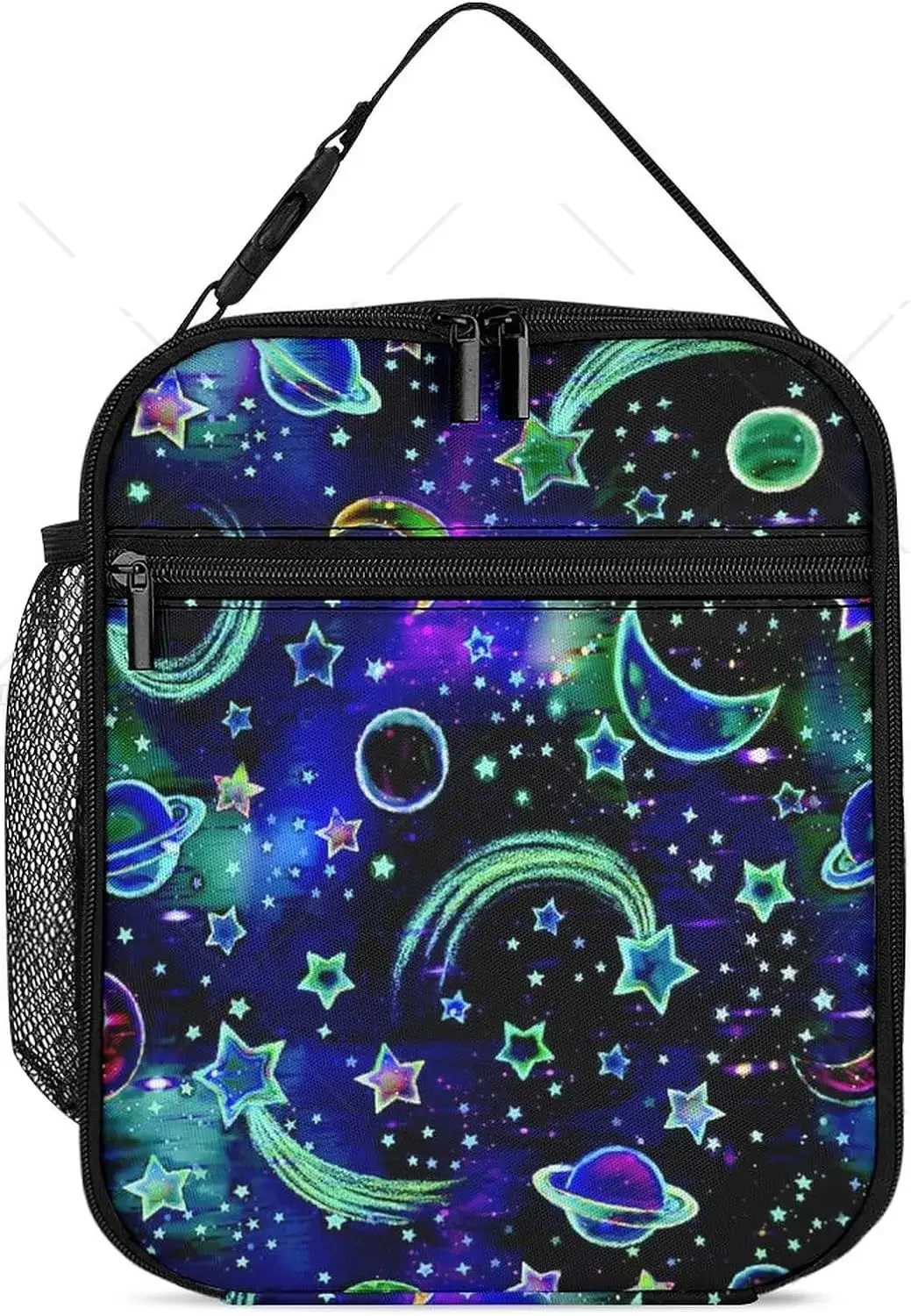 Spaceman Rocket in The Space Insulated Lunch Box Bag Portable Reusable Large Capacity Lunch Tote for Women Men Work School