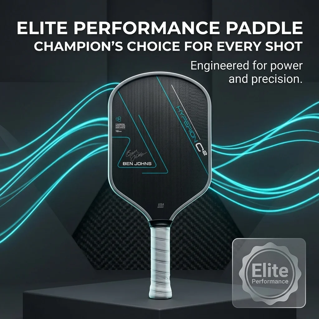 

B J Hyperion C2 T700 Carbon Fiber Pickleball Paddle Friction Surface16mm Polymer Power Core Enhanced Power&Spin&Control