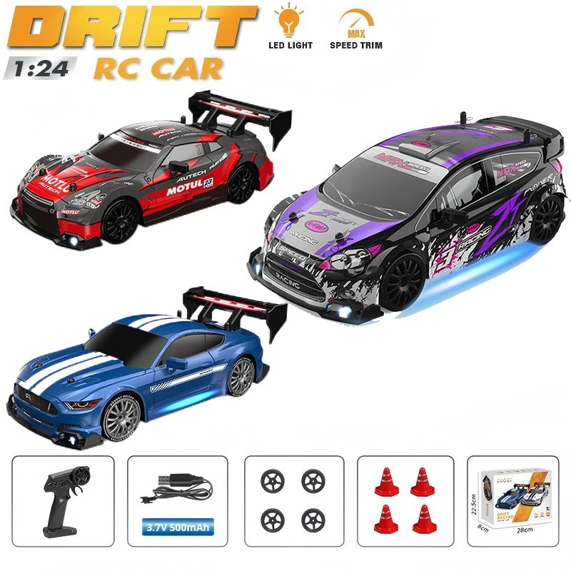 4WD Remote Control Car RC Drift 1:24 20KM/H High Speed Vehicle with LED Lights Racing Sport Toy for Adults Boys Girls Kids Gifts