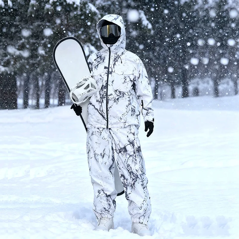 Winter 3L Hooded Jacket Pants Men Snow Suits Outdoor Sport Mountain Man Snowboard Sets Camouflage Male Snow Costumes Clothes