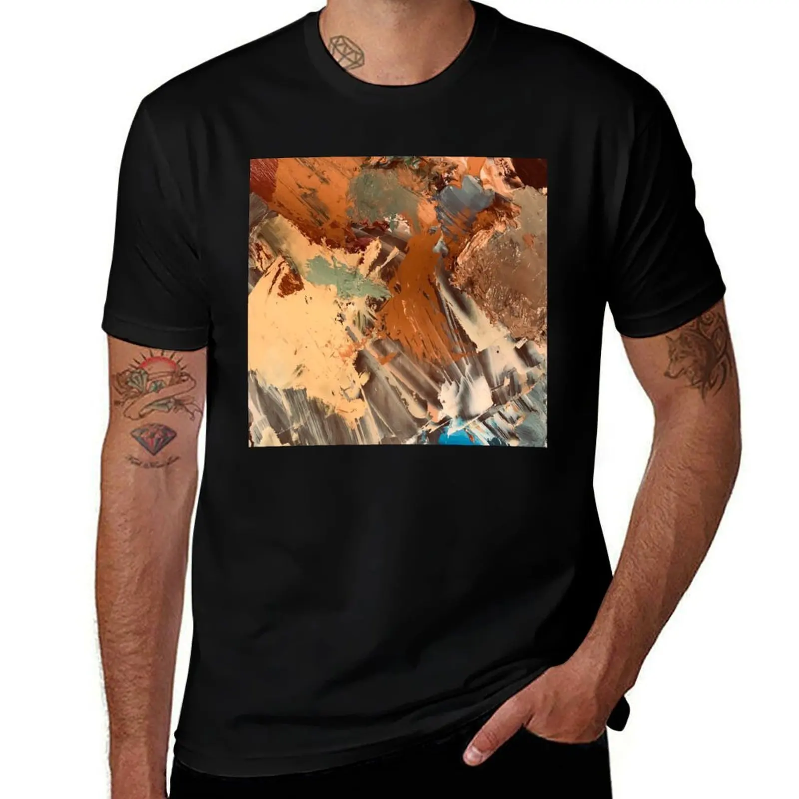 

Caramel, Camel And Chocolate Hues Modern Abstract Painting T-Shirt plus size tops graphic t shirt vintage men clothes