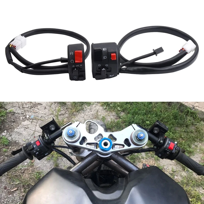 2x Motorcycle Switches Horn Button Turn Signal Electric Fog Lamp Light Start Handlebar Controller Switch for 300cc 600cc