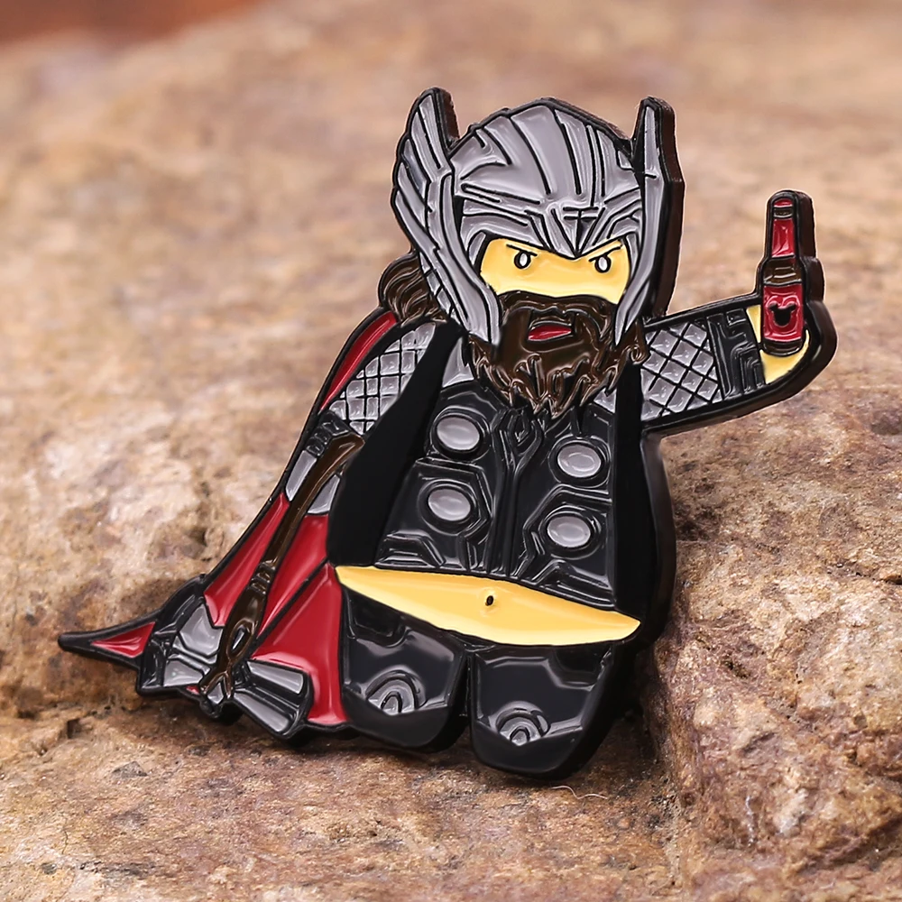 Marvel Filme Os Vingadores Homem De Ferro Eu Te Amo 3000 Gesto Esmalte Lapela Pins Chubby Big Belly Thor Emblemas dos desenhos animados Broches