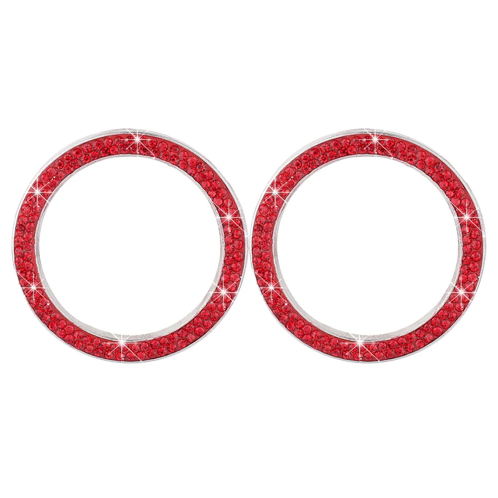 

2pcs Ignition Button Sticker Start Stop Decal Bling Rhinestone Crystal Decorative Ring Red Durable Premium Decor Engine Button