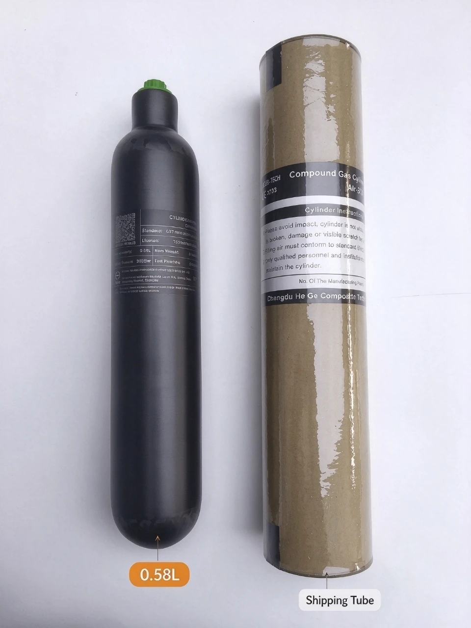0.58L/580cc HPA carbon fiber high-pressure tank, for FX diving hunting, M18, 1.5, 4500Psi, 300 bar