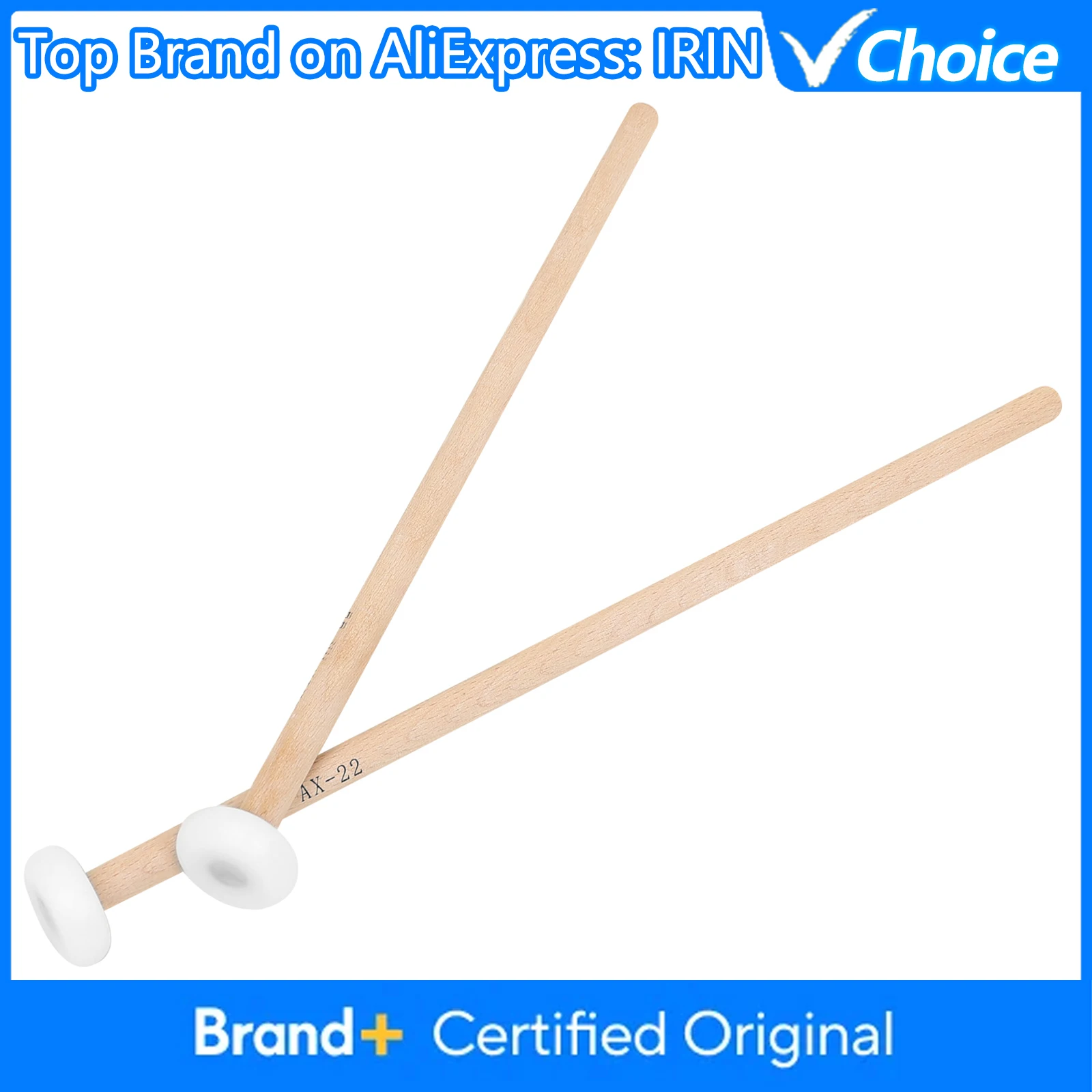 Baquetas de Nylon IRIN AX-22 para Timpani, 1 Par, Cabeça de Nylon, Cabo de Madeira, Acessórios para Instrumentos de Percussão
