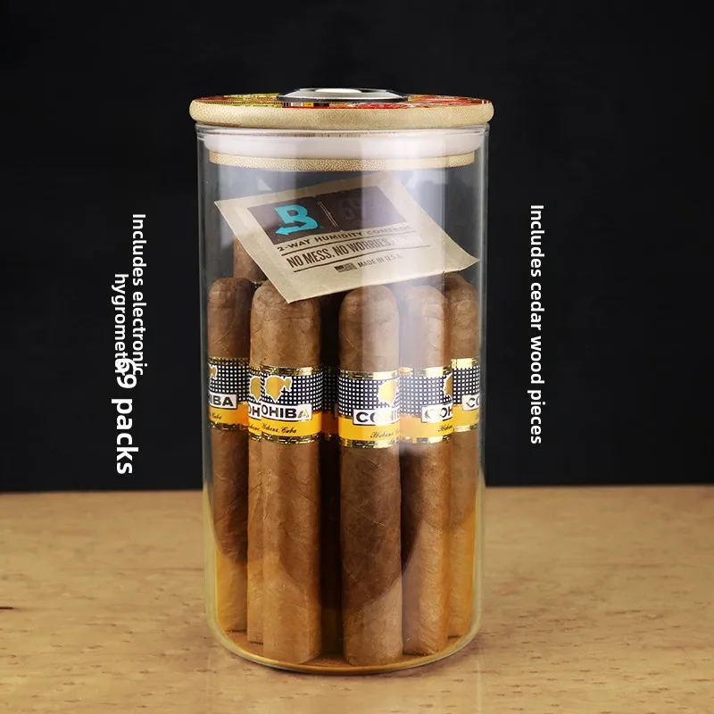 Humidification Cigar Box Cigar Moisture Preservation Can 69 Moisture Proof Tobacco Leaf Cigarette Rationing Humidity Meter We...