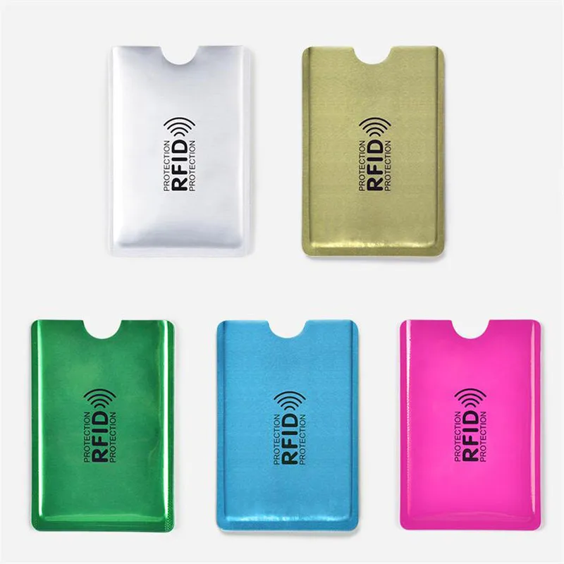 5pcs Anti Rfid Wallet Blocking Reader Lock Bank Card Holder Id Bank Card Case Protection Metal Credit Card Holder Aluminium