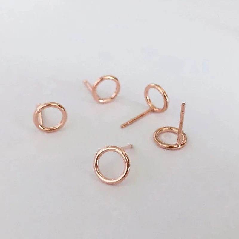 Pendiente circular de oro rosa de 14 quilates, 7/10/15mm, anillo redondo, venta al por mayor, accesorios de joyería DIY a granel