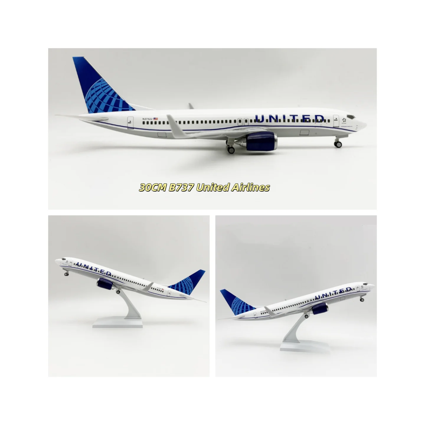 

30CM United Airways B737 1:240 scale aircraft 737 Toy Model Airplane with Base Plane For Collectible Souvenir Show Gift