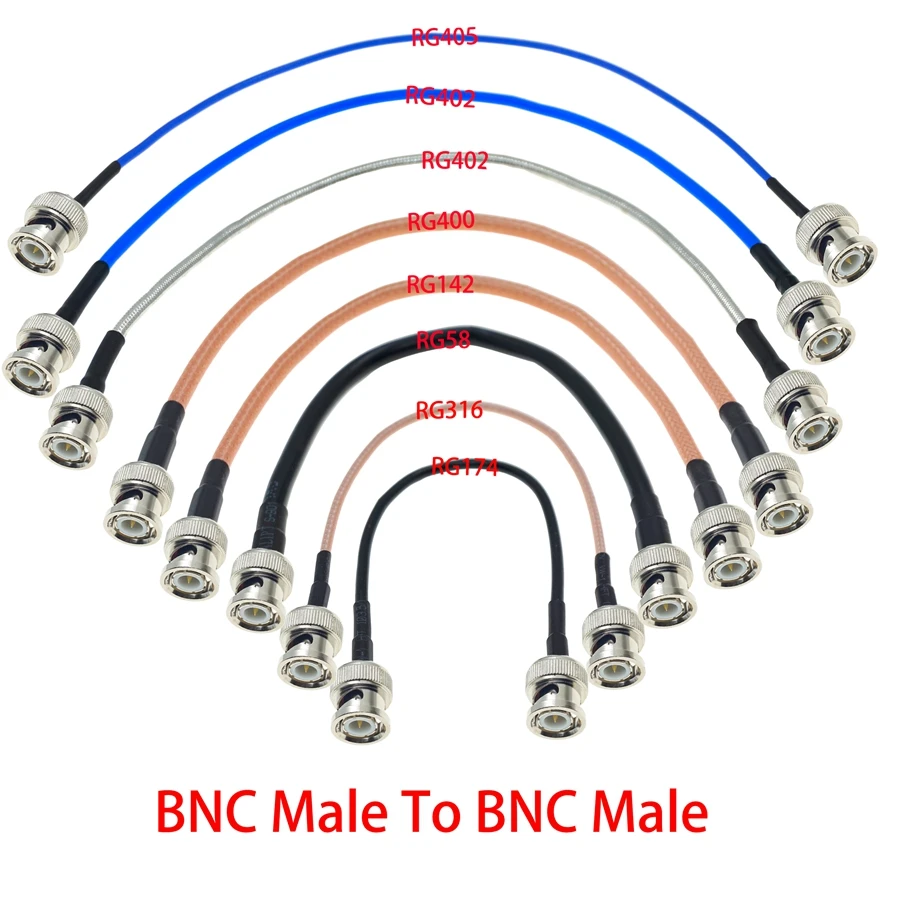 BNC male To BNC male plug Connector RF Coax Coaxial Cable Wire Pigtail Jumper Extension RG316 RG58 RG174 RG142 RG400 RG402 RG405