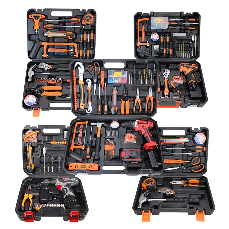 59PC Professional Tool Kit Hard Case Drill Pliers Level Tape Measure Electrician Household Toolbox For Home Repair DIY Workshop