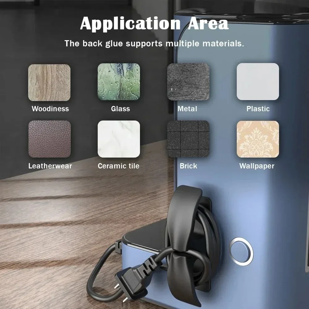 6pcs/4pcs Cable Winder Cable Clip Holder Cable Organizer Easy To Install Multi-function Suitable For Office Kitchen Appliances gallery 5