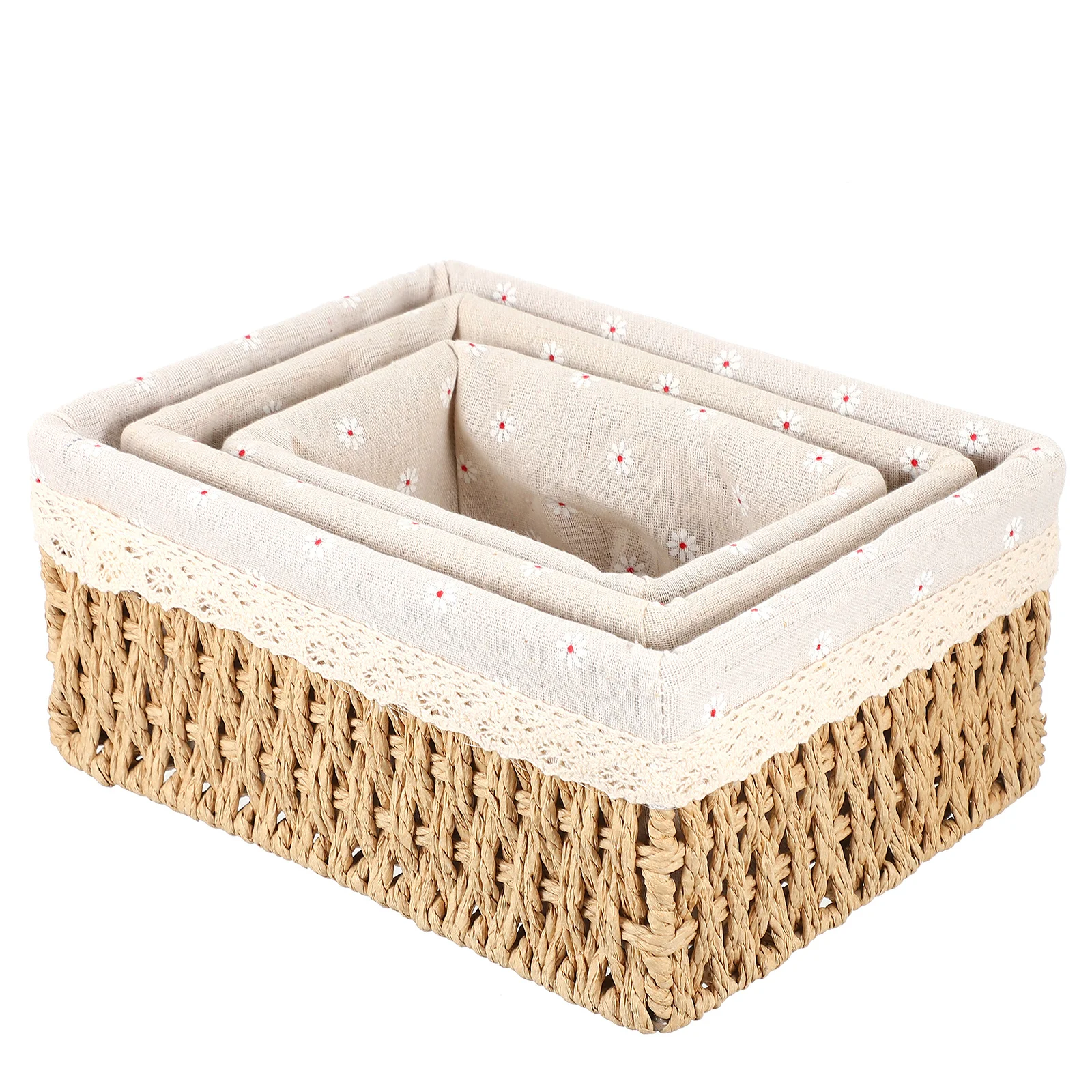 

3 Pcs Wicker Rattan Storage Basket Baby Baskets for Shelves Liner Cloth Desktop