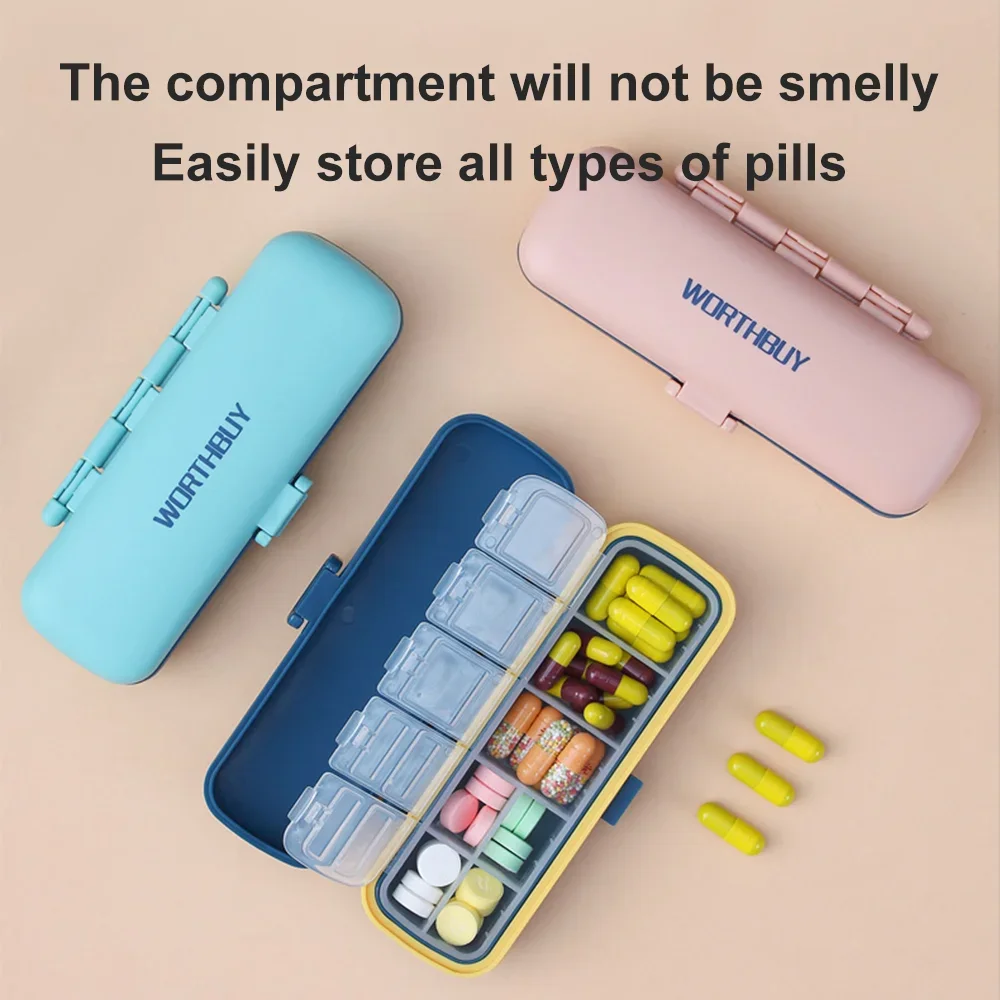 7 Days Pill Box Plastic Tablet Candy Pill Cases Portable Storage Tablet Holder Travel Organizer Pill Dispenser Container Pillbox