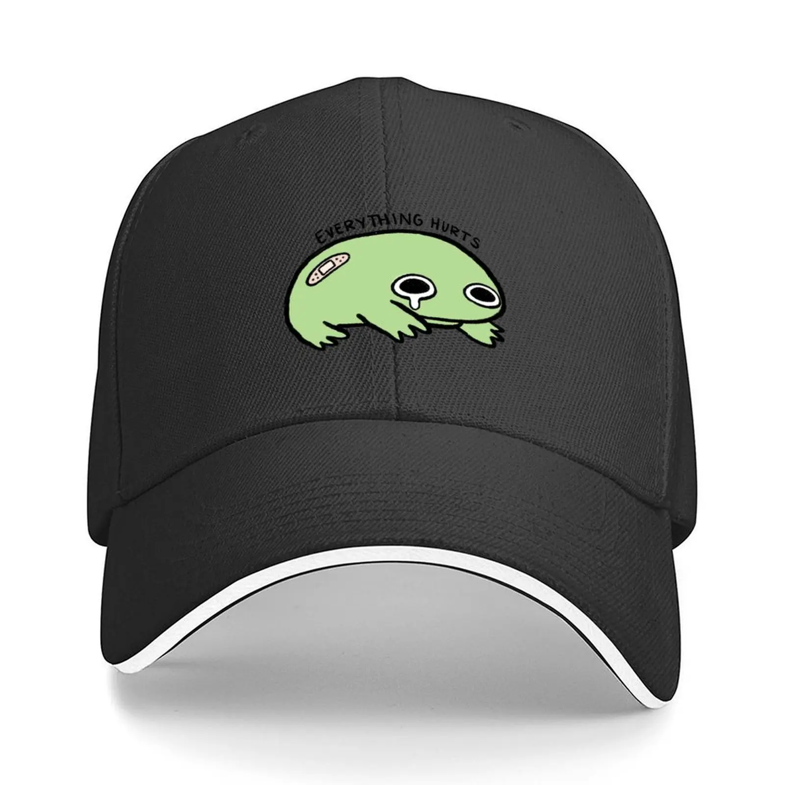 

Everything Hurts | Crying Green Frog with Bandage Baseball Cap fishing caps man New Hat fun hats Mens Women's