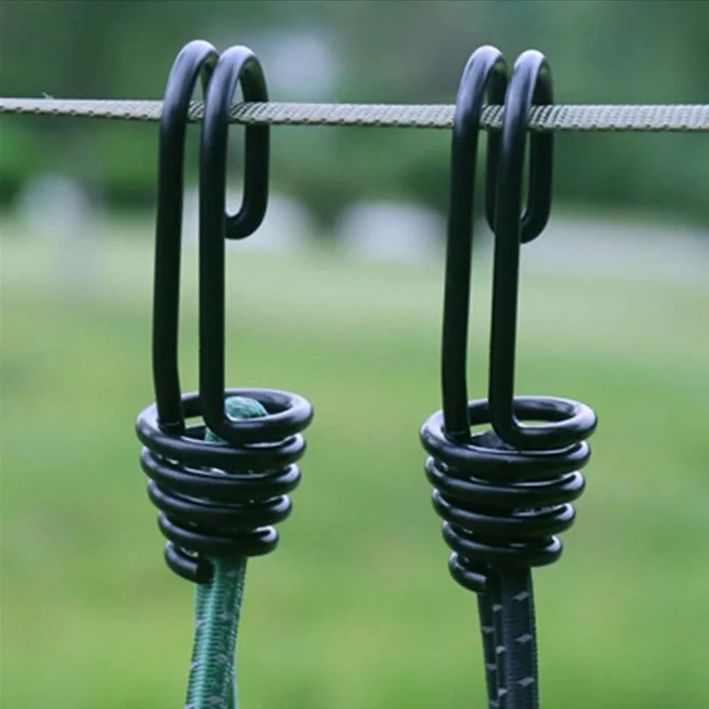 Ganchos con cordón, hebillas de cuerda elástica, soporte de carga fuerte, Clips para toldo de tienda al aire libre, suministros de acampada, ampliamente utilizados y duraderos, 5 uds.