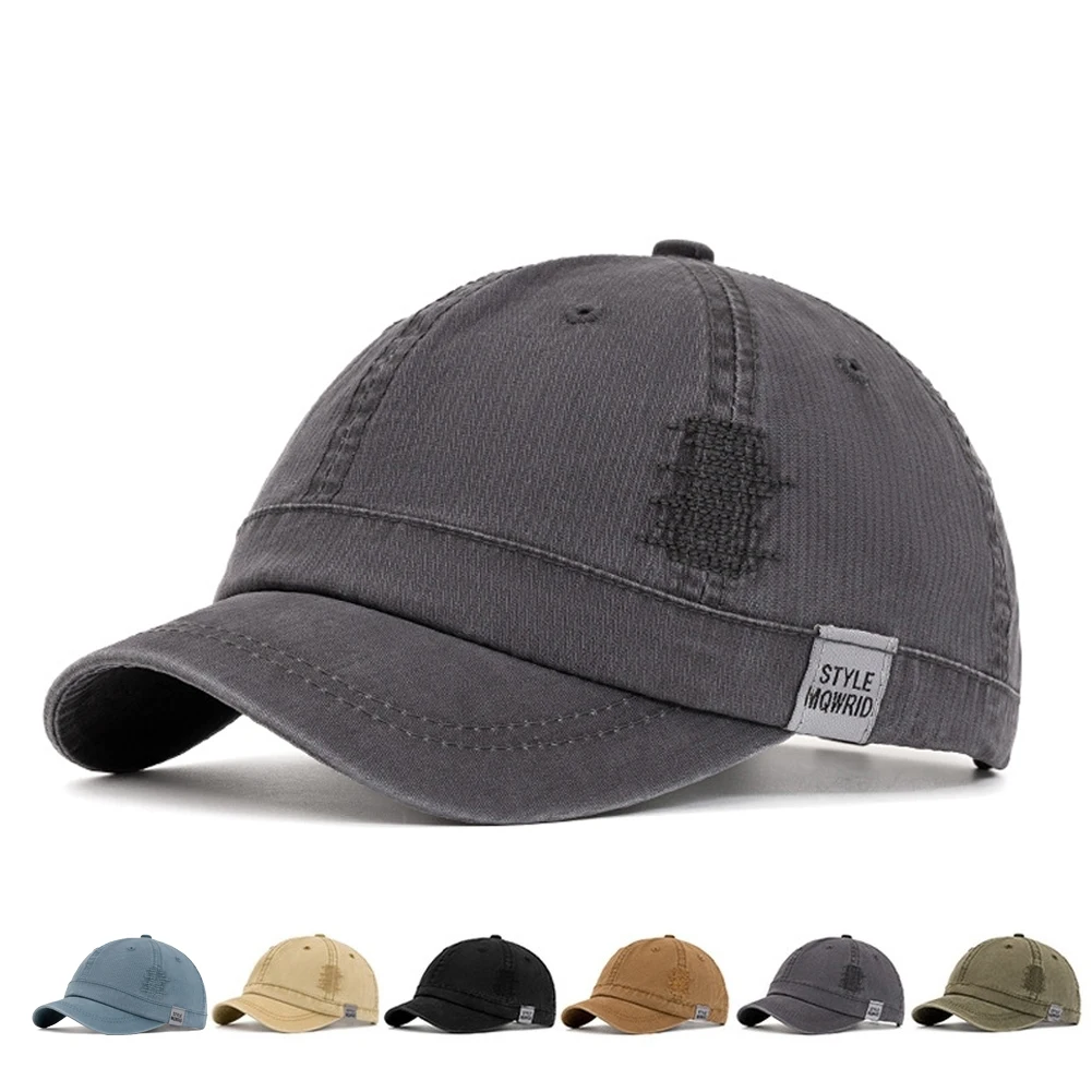 Breathable Cotton Baseball Cap Summer Washed Vintage Look Curved Brim Sun Hat Adjustable Fit 56-61cm Head Size