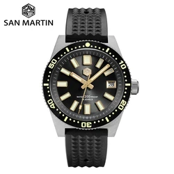 San martin Diver Watch for Men、kaneven Fabric、自動機械式20バー、フル発光ラバーストラップ、nh35 62mas v3、40mm