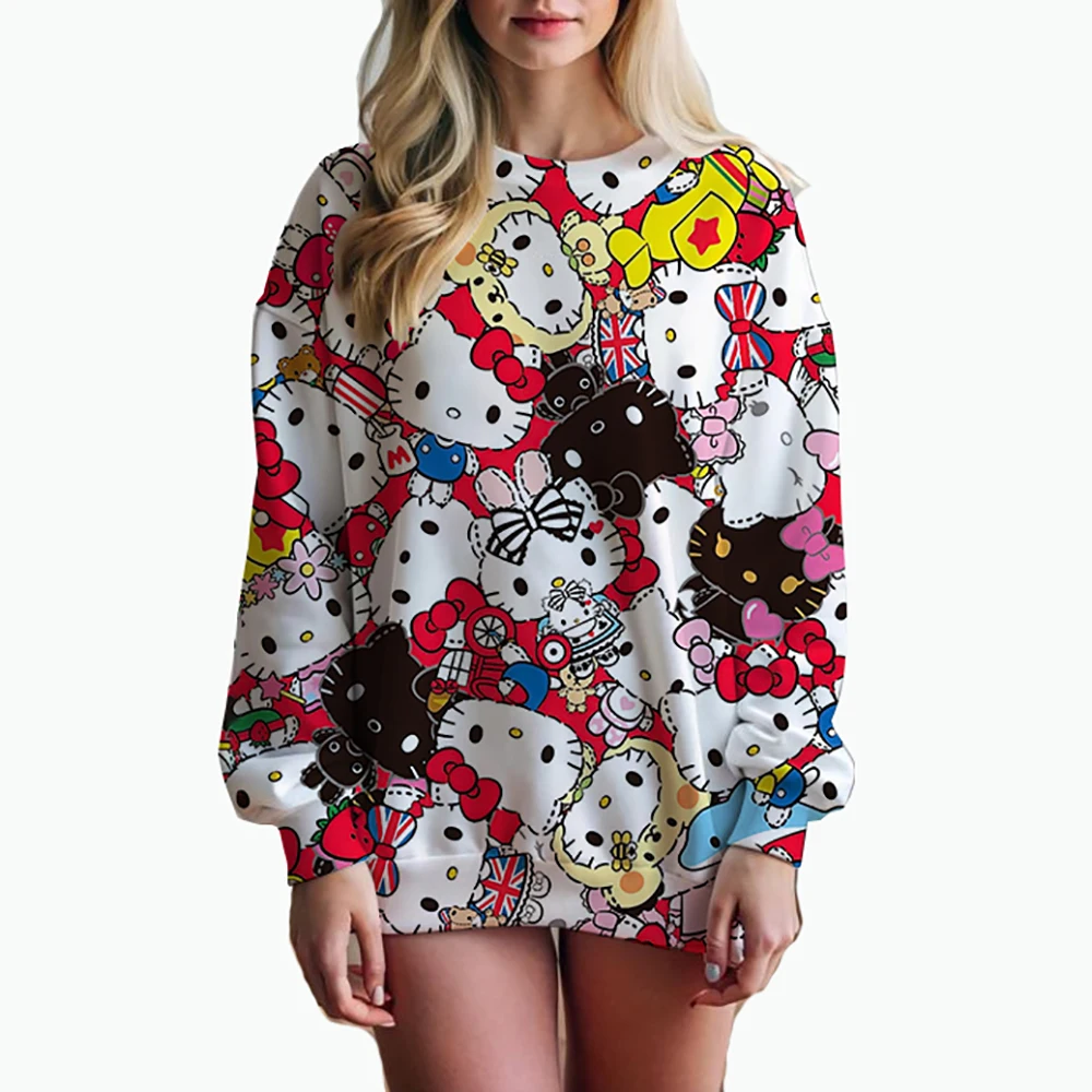 Hello Kitty Sweatshirt for Women Autumn Oversized Hoodie Kawaii Oversized Hoodie for Trendy Sudaderas Y2k Clothes \'s