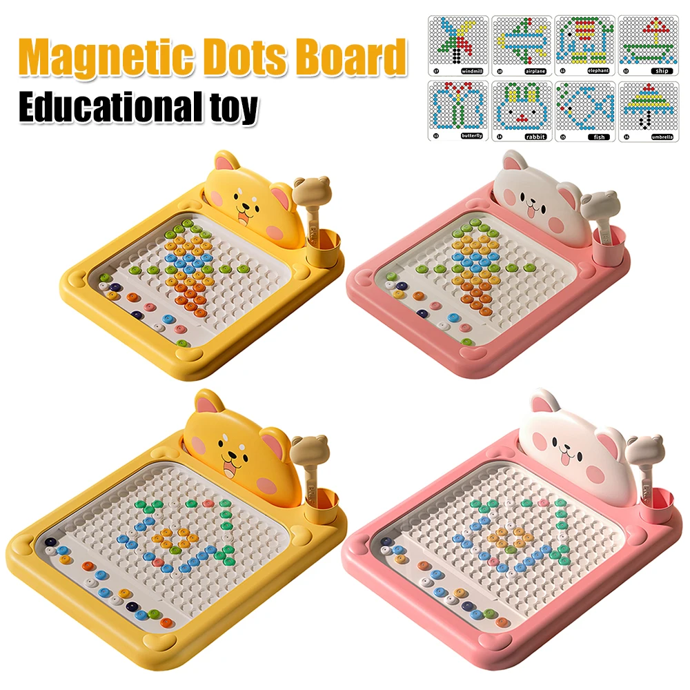 만화 자석 그림판 펜 & 도트 비즈 포함 자석 도트 보드 자석 도트 아트 장난감 4 5 6세 여자아이 선물 남자아이